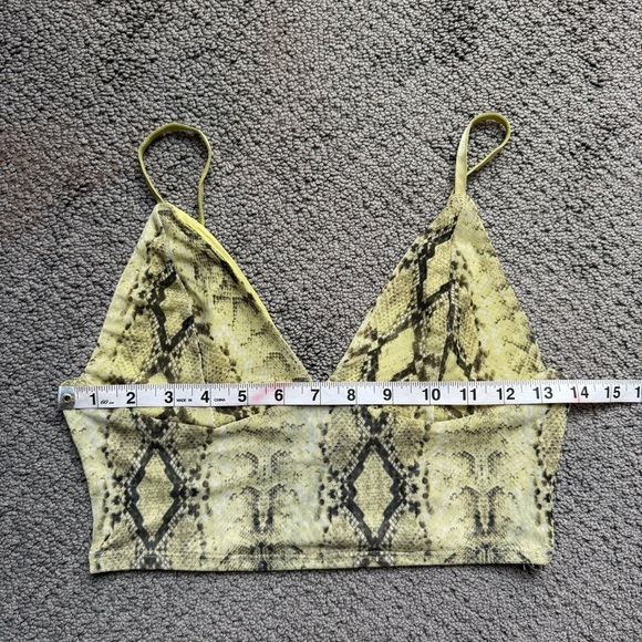 3/$20⚡️ Garage Green Mesh Snake Skin Print Tank Crop Top V-Neck Bustier Style - Picture 9 of 10
